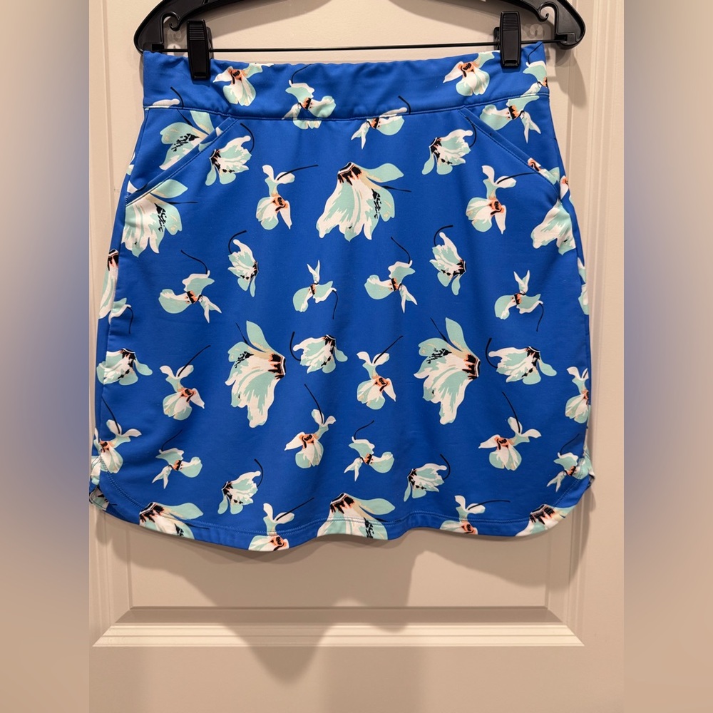 ⁠Peter Millar Crown Sport Floral Athletic Skort Medium Blue Golf Pickleball